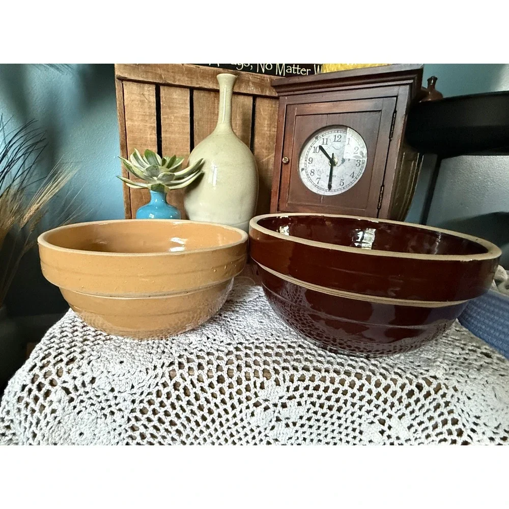 Vintage USA Ringware Stoneware Mixing Bowls 8